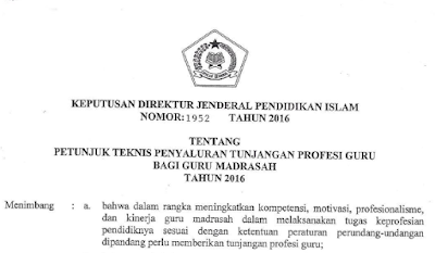 Download Cepat Juknis Tunjangan Profesi Guru (TPG) Tahun 2016