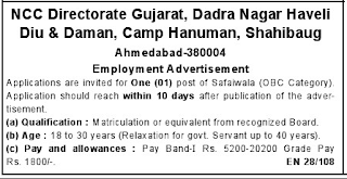 NCC Directorate Gujarat indgovtjobs