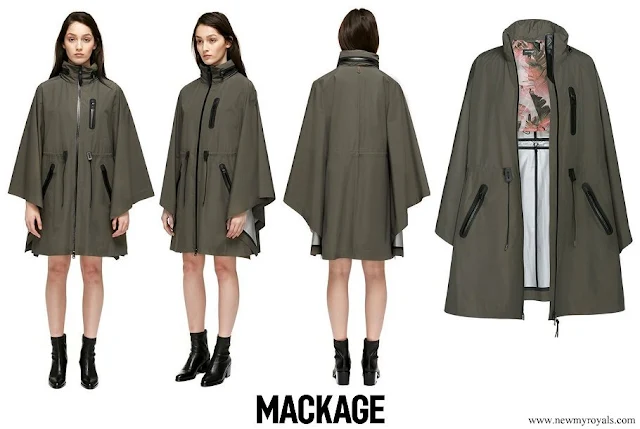 Crown Princess Mary wore Mackage Sanna Hooded Rain Cape