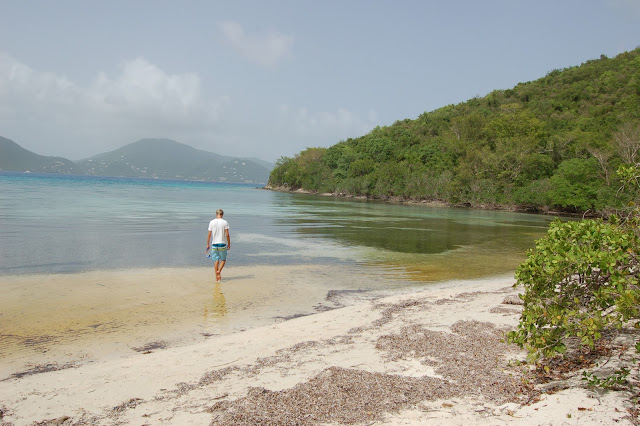 Wading by ourselves in the shallow water at Brown Bay US Virgin Islands