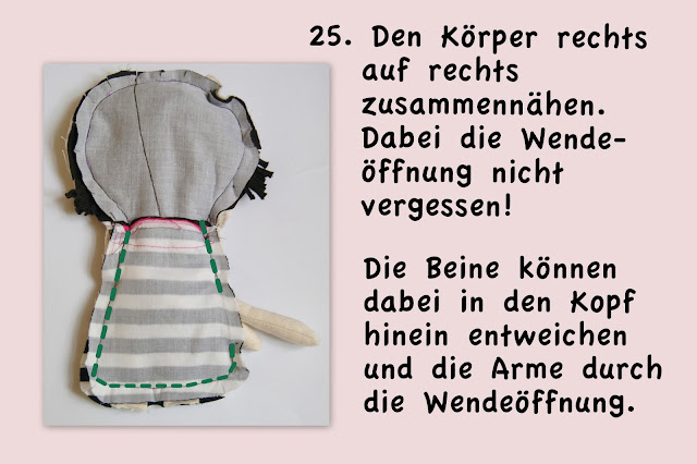 Stoffpuppe, rag doll, free tutorial, Nähanleitung, Schnittmuster, Geburtstagsgeschenk, Ballerina, 