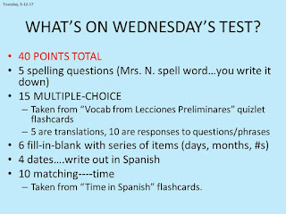 Sections of Wednesday's test