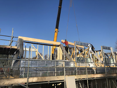 crane to place roof trusses