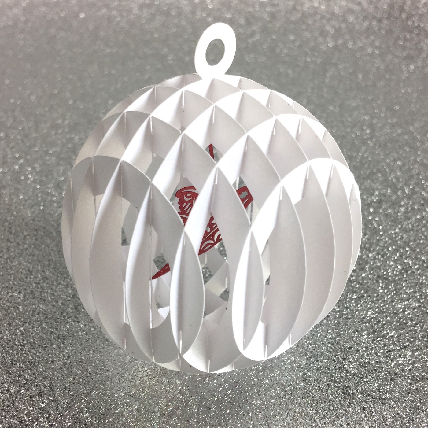 Corner view of sliceform snow globe.  Free cut file and tutorial by Nadine Muir for Silhouette UK