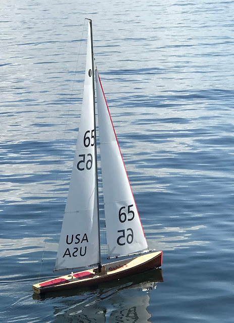 Corbie 5 IOM RC wood sailboat