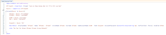 Thêm Nhiều Tài Khoản Bằng Powershell -  Add User Mutil by Powershell