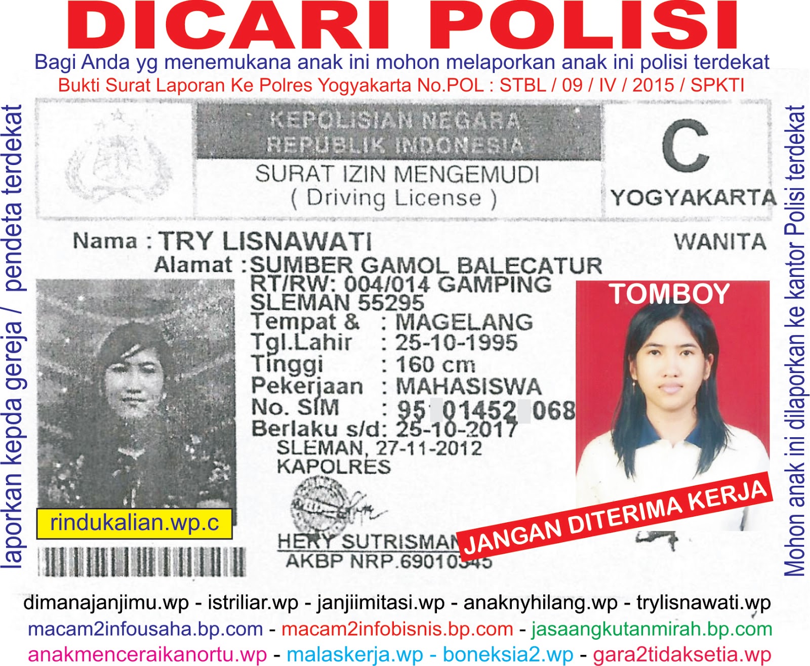 Anak hilang, Penculikan, E-KTP Ganda / ASPAL, Istri kabur, Ipar yg