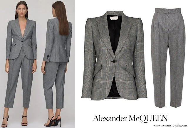 Crown Princess Mary wore Alexander McQueen Prince of Wales Checked Blazer and Trousers