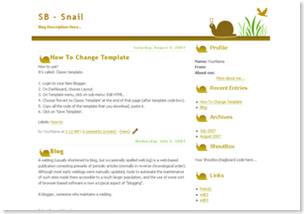 cute snail blogspot template, plain template