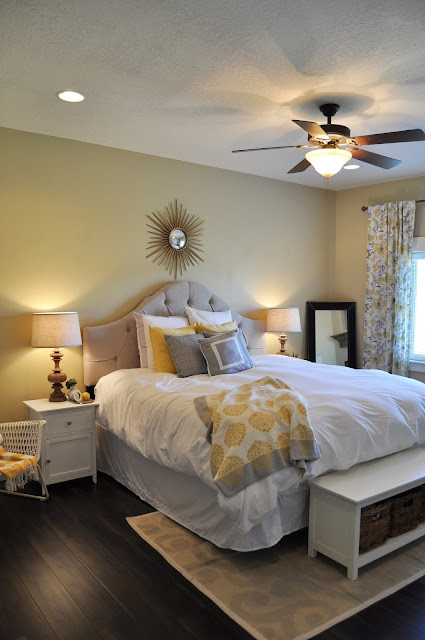 Master bedroom remodel after from www.jengallacher.com. #masterbedroom #bedroommakeover #bedroomremodel #yellowbedroom