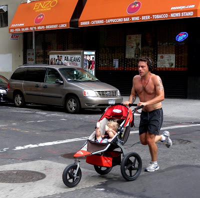 It is fun to jogging with baby stroller.