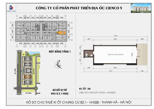 Mặt Bằng kiot 36 chung cư b2.1 hh02b thanh hà mường thanh cienco 5 land