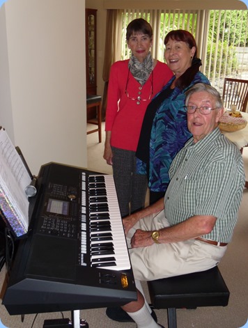 'Birthday boy' Michael Bramley trying out the new Yamaha PSR-S950