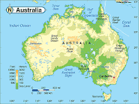 Detailed Australia Physical map of elevations and landforms