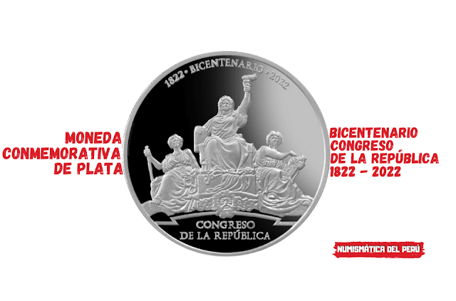 Moneda de plata del bicentenario del Congreso de la república 1822 - 2022