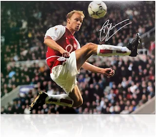 Exclusive Memorabilia Dennis Bergkamp Signed Arsenal Soccer Photo: The Statue