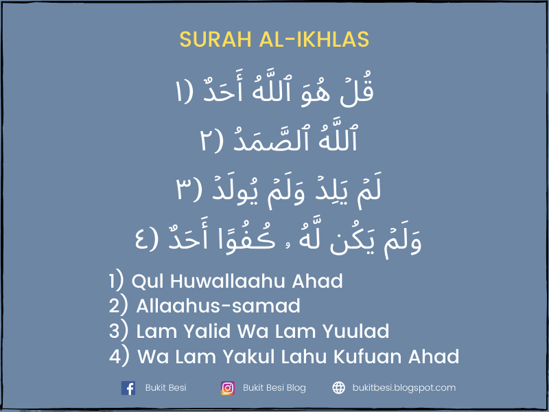 Surah Al-Ikhlas Rumi & Terjemahan (Kelebihan dan Fadhilat ...