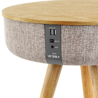 Victrola Bluetooth Wood Speaker Stand with Dual USB Ports