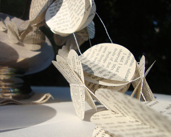 Rustic Book Page Garland Wedding Decoration