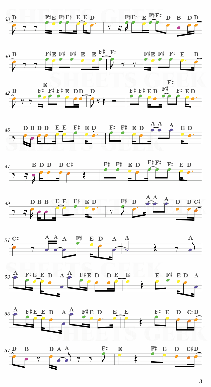 Hello Shooting Star - Assassination Classroom Easy Sheets Music Free for piano, keyboard, flute, violin, sax, celllo 3