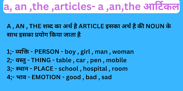 a an the articles- a ,an,the आर्टिकल