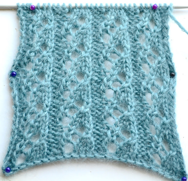 Waterfall Lace Knit Stitch (Yarn: Rowan Kid Classic)