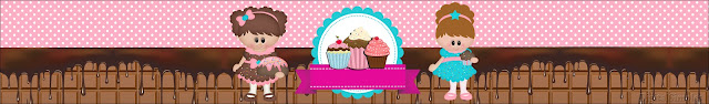 Girls Cooking Cupcakes, Free Printable Labels.