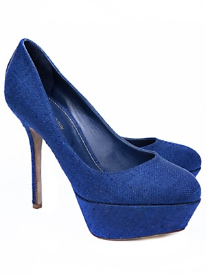 Linen Uptown Pumps: Navy