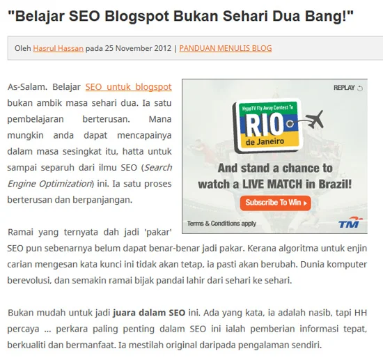 Pakar SEO Blogspot Malaysia
