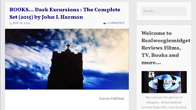 Screenshot of Realweegiemidget Reviews  review of dark excursions, a book by john l. Harmon, shows an ominous photo of a church.