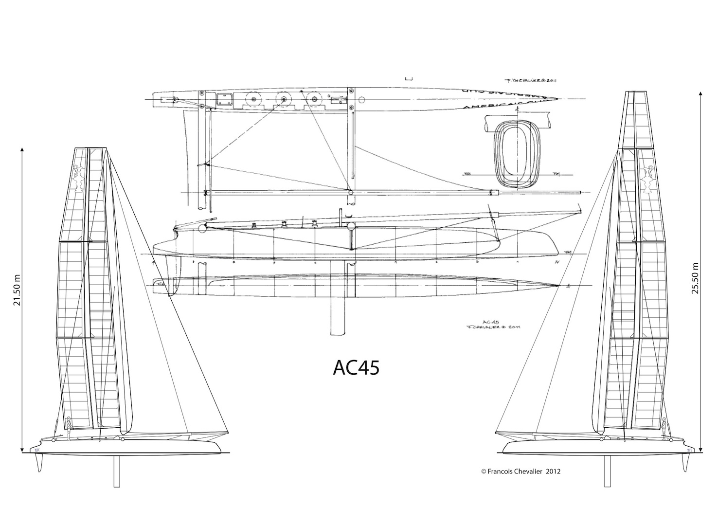 Chevalier Taglang: AMERICA'S CUP - AC45 PLANS - AC45 LINES 