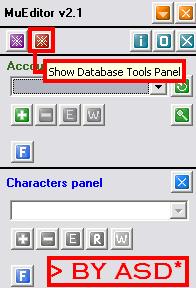 Panel de herramientas del editor muonline