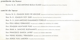 Presidencia y comité de honor del IX Campeonato de España Femenino 1965