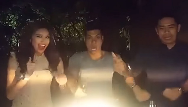 Maine Mendoza, Jerald Napoles and Tristan Cheng doing the Waray Nae Nae dance.