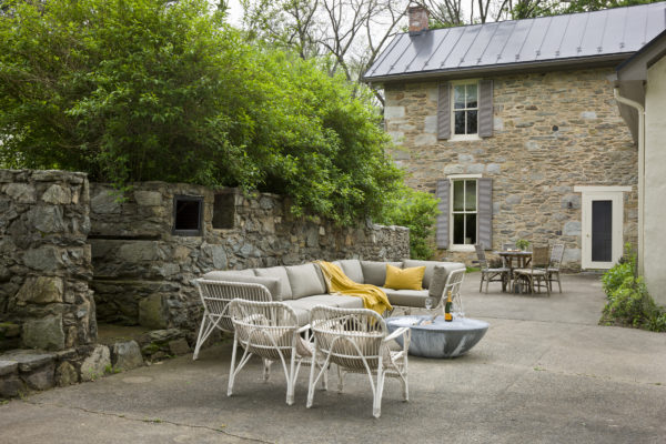 image result for timeless Belgian stone exterior and patio of country house in Virginia