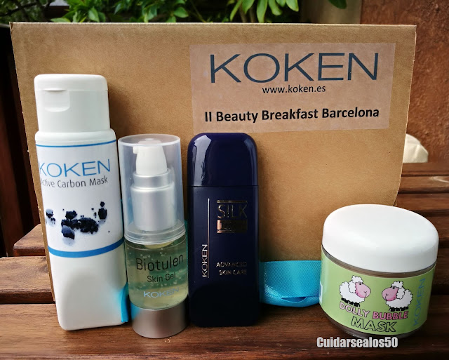 Productos que contiene la caja de koken, Active carbon mask, Biotulen, Skin silk, Dolly bubble mask