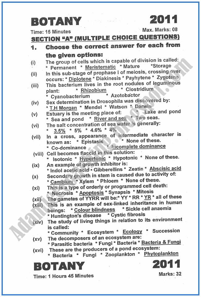 Botany-2011-past-year-paper-class-XII