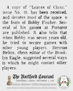 Bobby Fischer and his early interactions with Hermann Helms