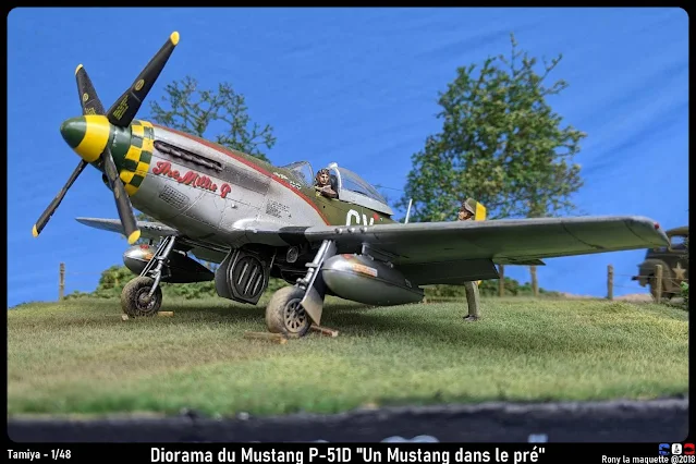 Diorama P-51D Mustang et Ford Sedan de Tamiya au 1/48.