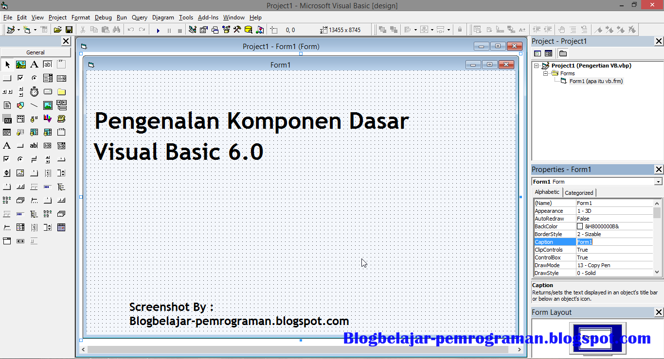 Pengenalan dan Fungsi Komponen komponen Dasar pada Visual Basic 6.0