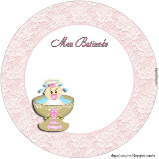 Toppers Free Printable Girl Baptism Labels. 