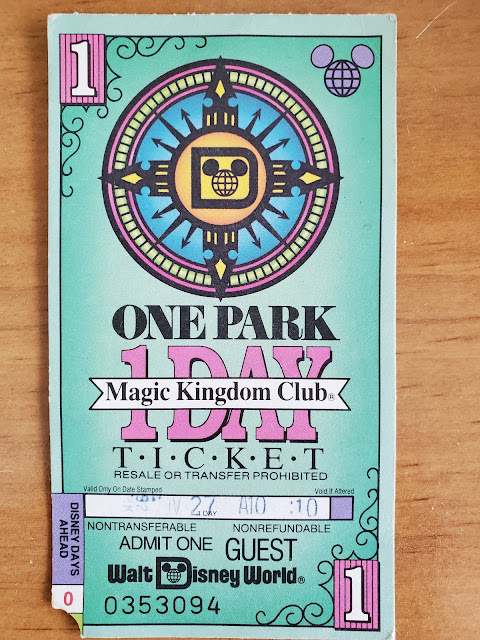 Old One Day Disney Park Ticket