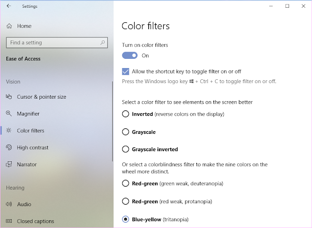 cara aktifkan color filters windows 10-3