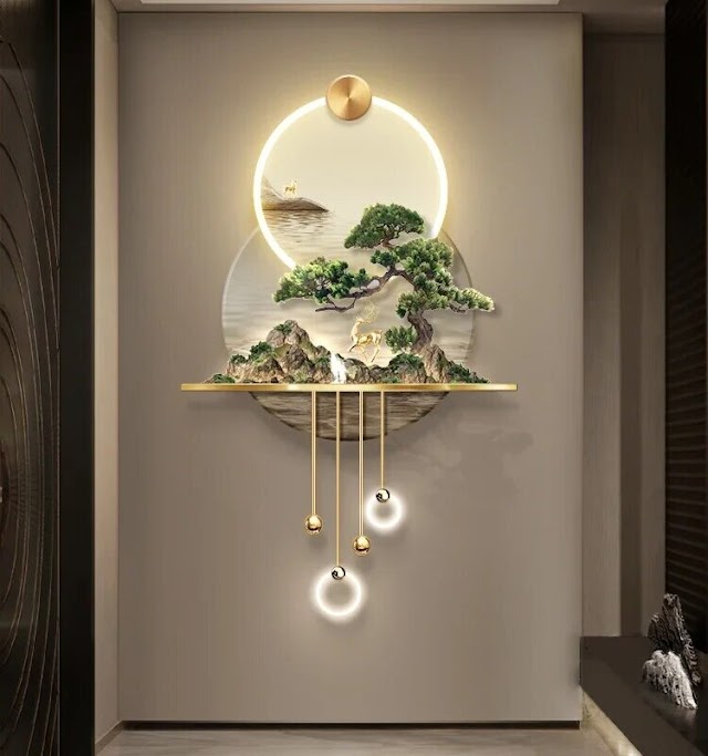 Illuminated Decorative Entrance Luxury Led Wall Lamp Painting