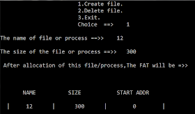 C code for File Allocation Table(FAT)
