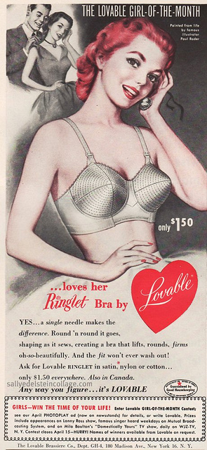 vintage 1950s bullet bra ad lovable heart