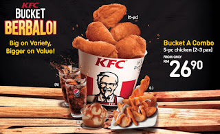 KFC Bucket Berbaloi Perfect Combination Start From RM26.90