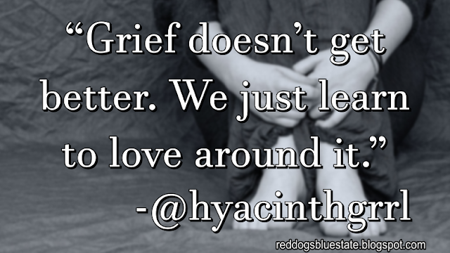 “Grief doesn’t get better. We just learn to love around it.” -@hyacinthgrrl