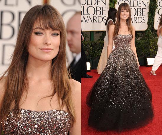 Dianna Agron 68th Golden Globes. Dianna Agron in J. Mendel.