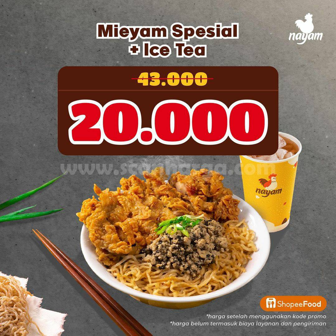 NAYAM Promo Mieyam Special+ Ice Tea cuma 20K via SHOPEEFOOD